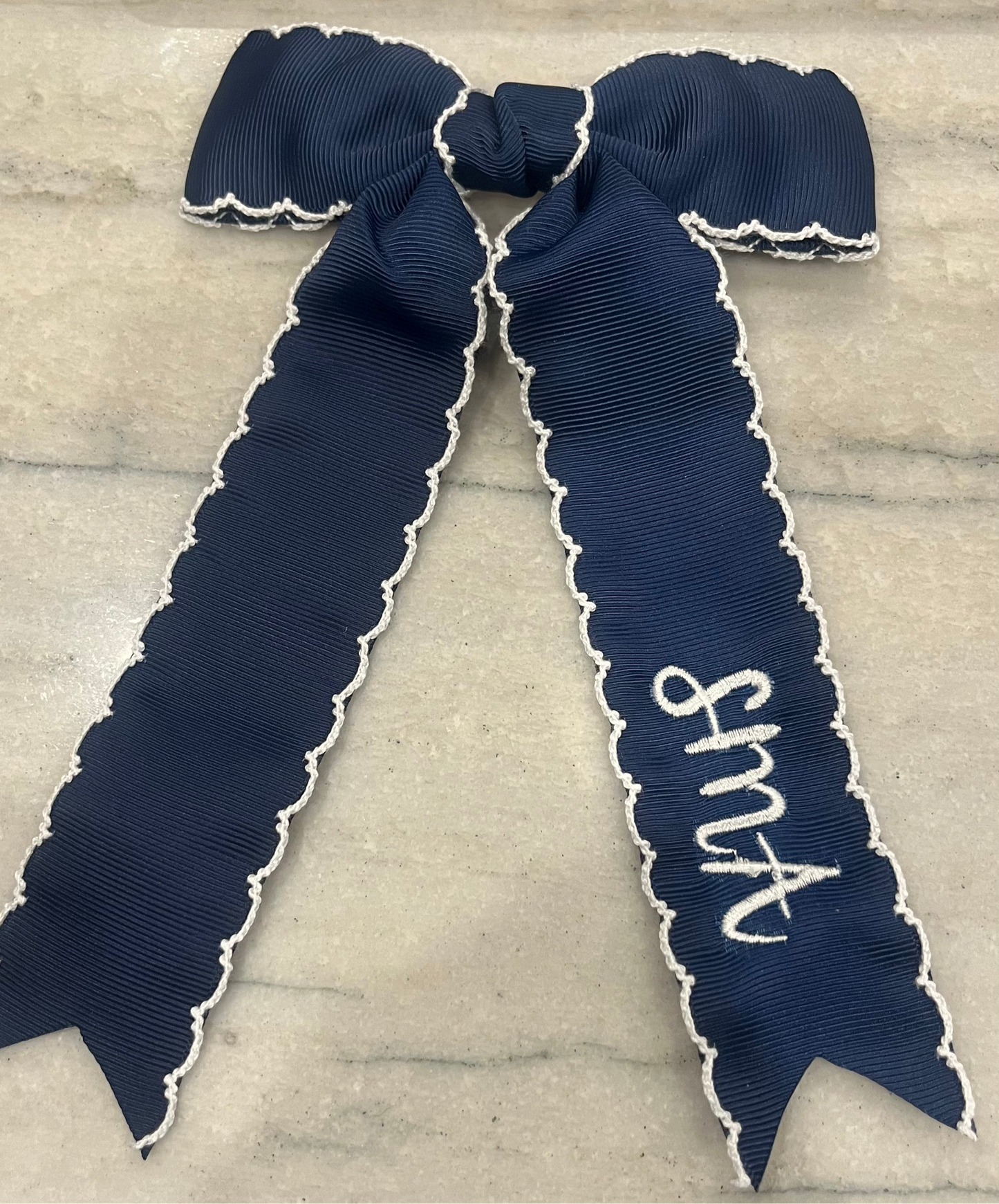SMA embroidered bow (white or navy)