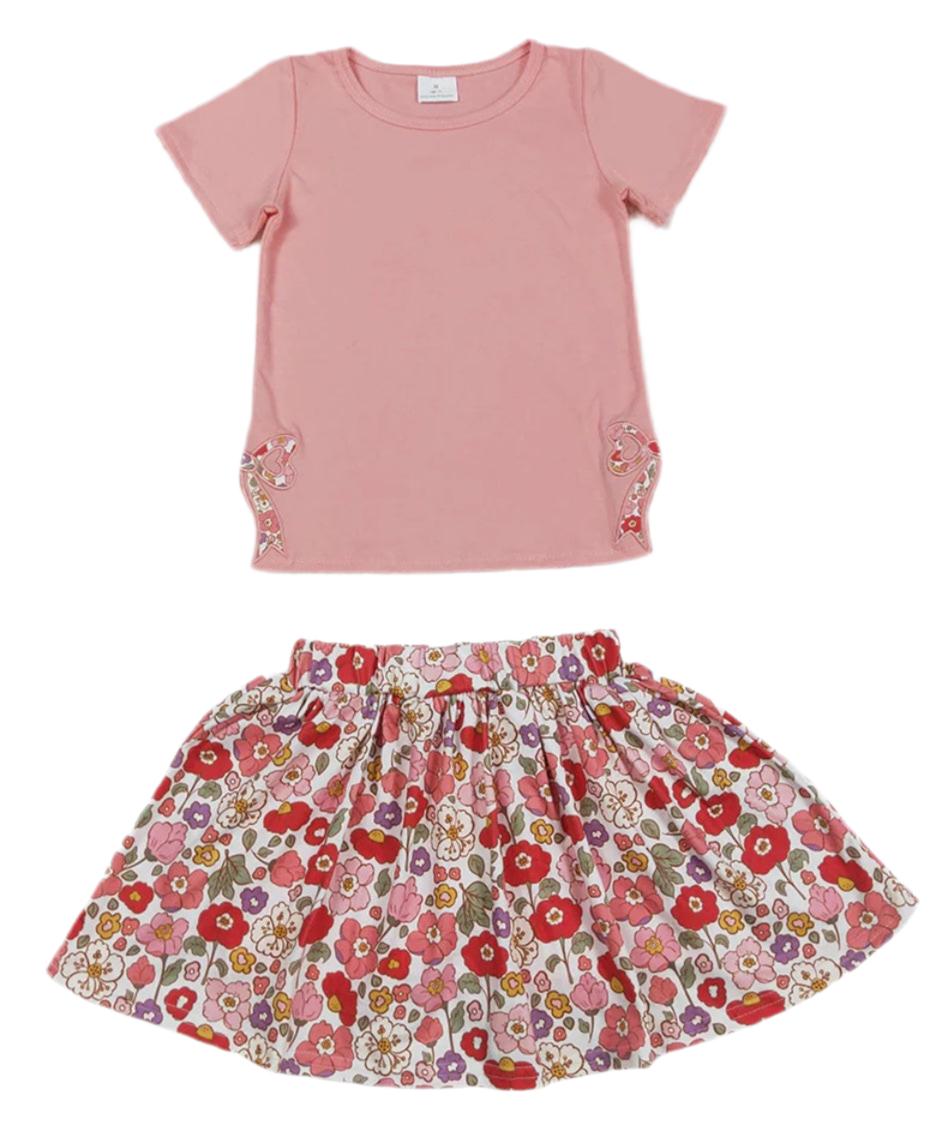 Pink Floral Skort Set