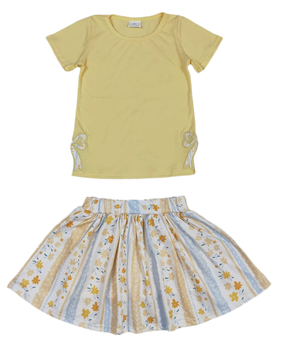 Yellow Floral Skort Set