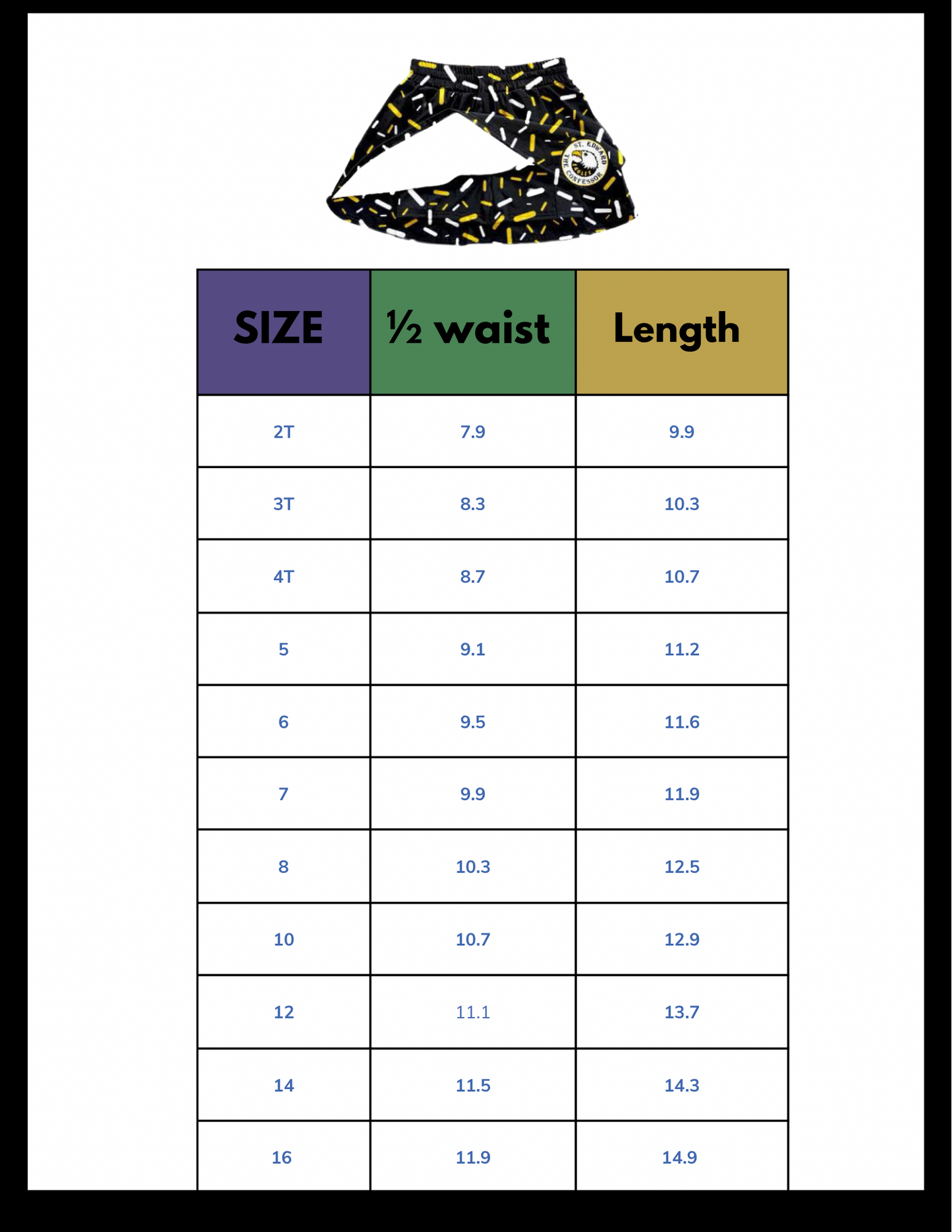 St. Edward girls skort (pre-order)