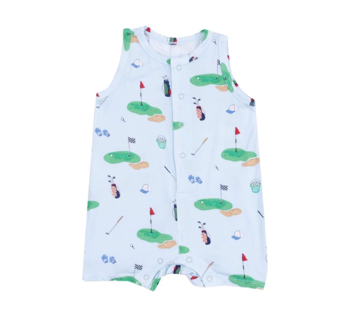 Angel Dear Golf Things Blue Sleeveless Romper