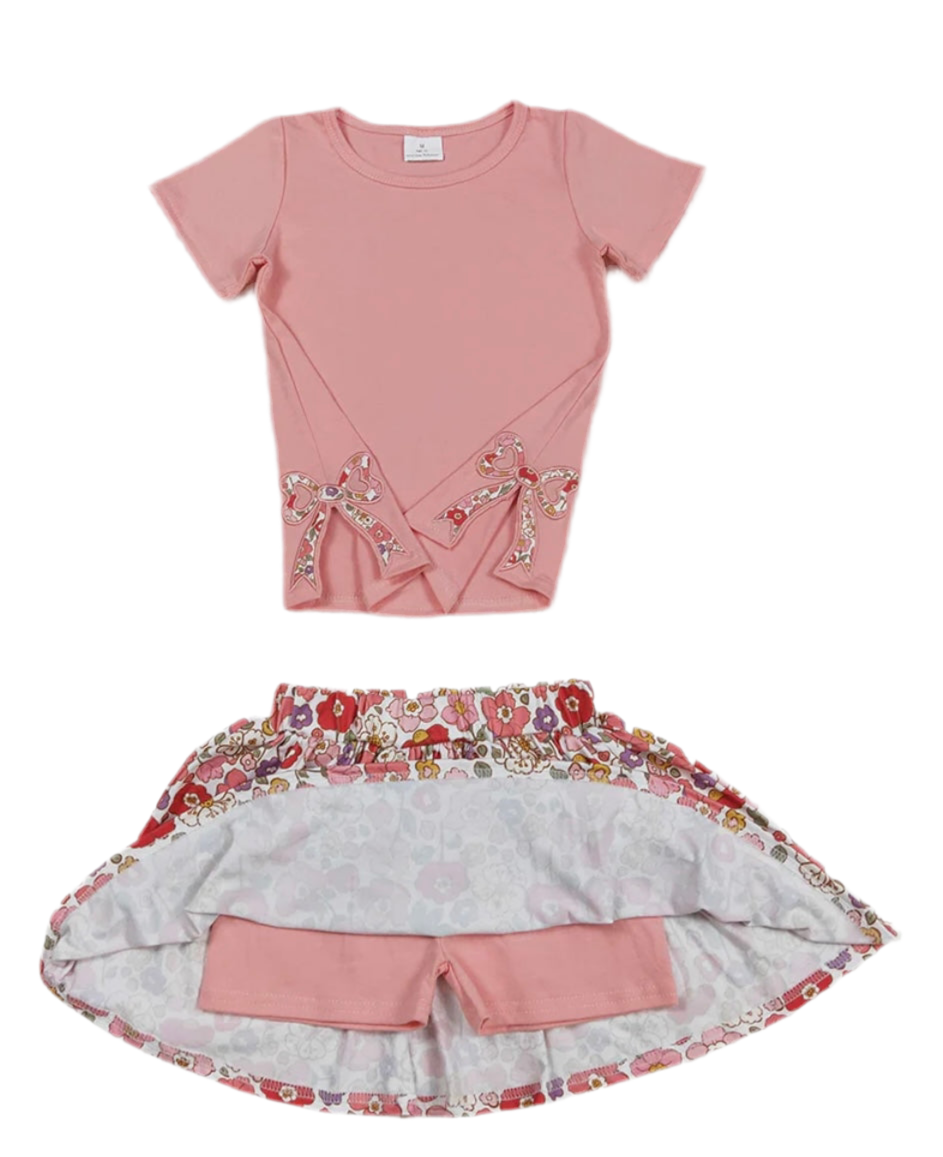 Pink Floral Skort Set