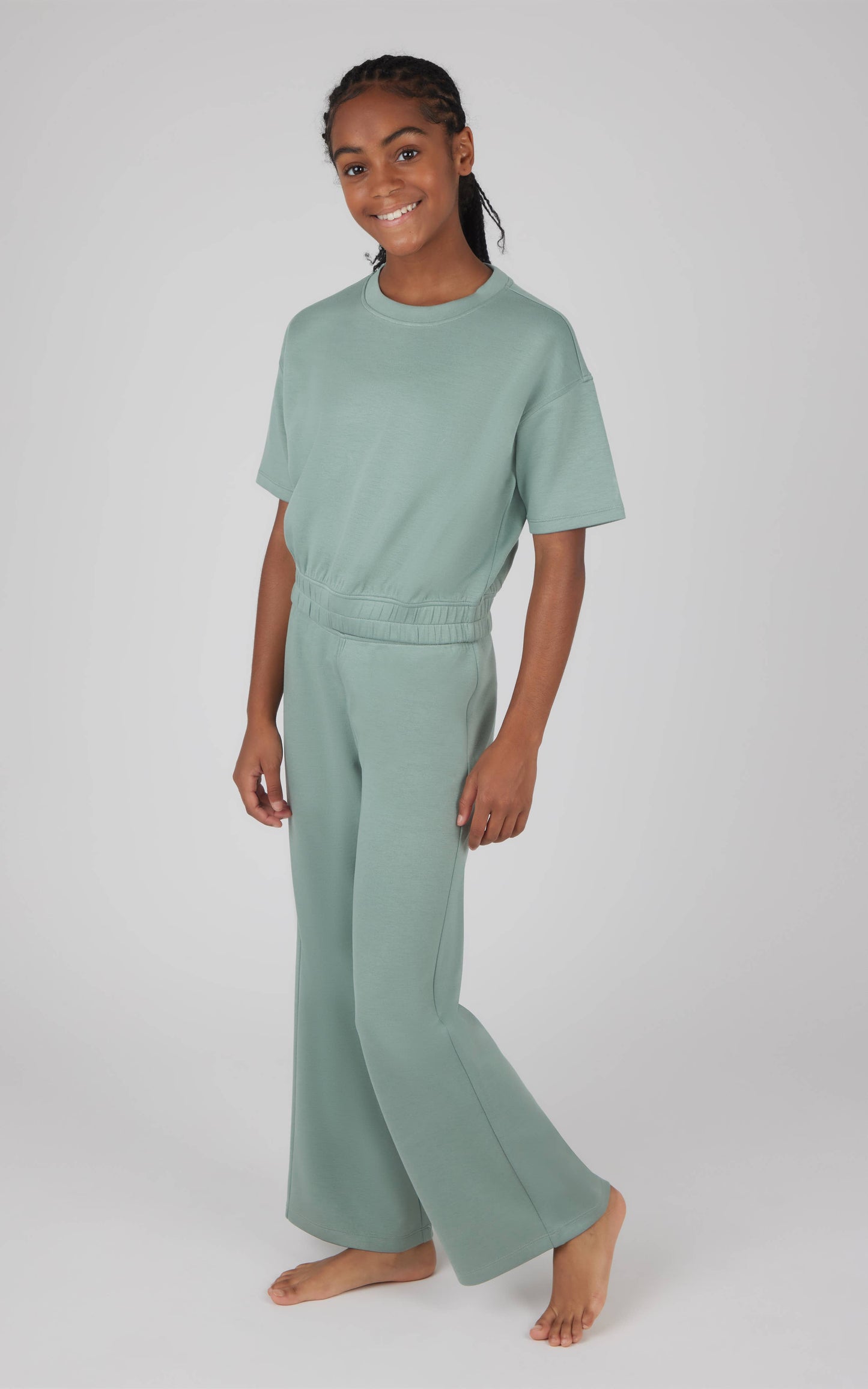 Girls Crew Neck Top & Long Pant Set