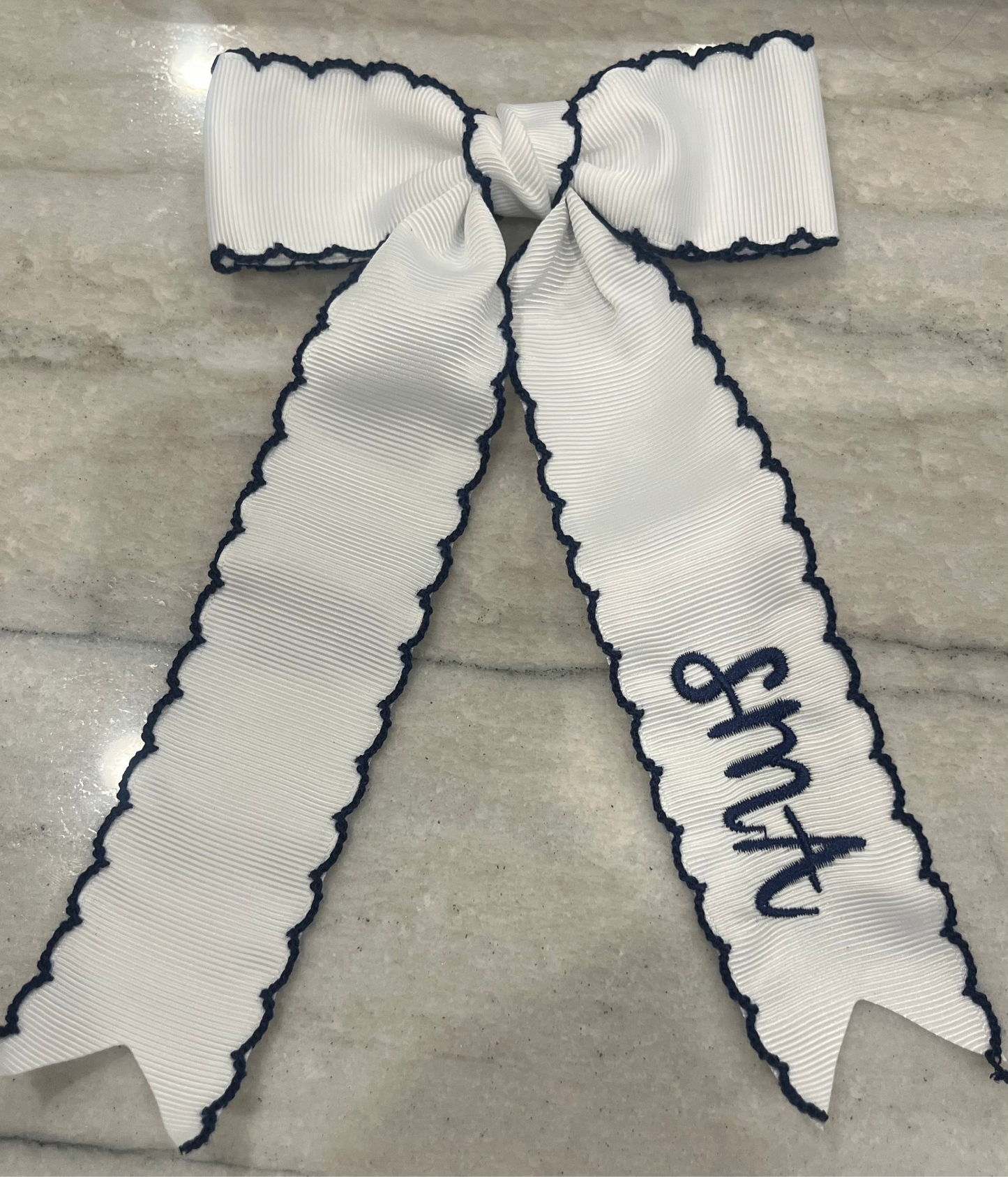 SMA embroidered bow (white or navy)