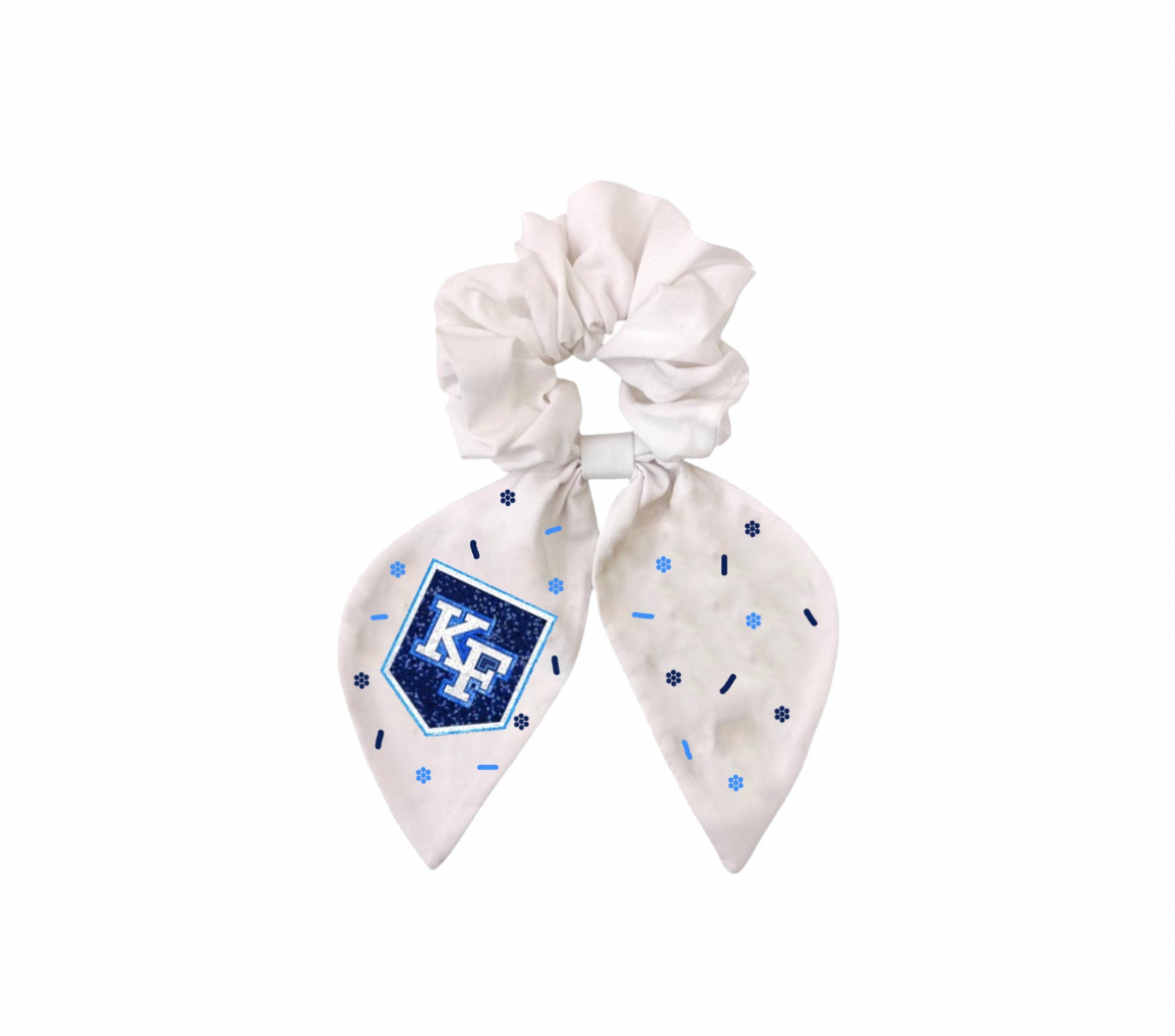 White beaded scrunchie