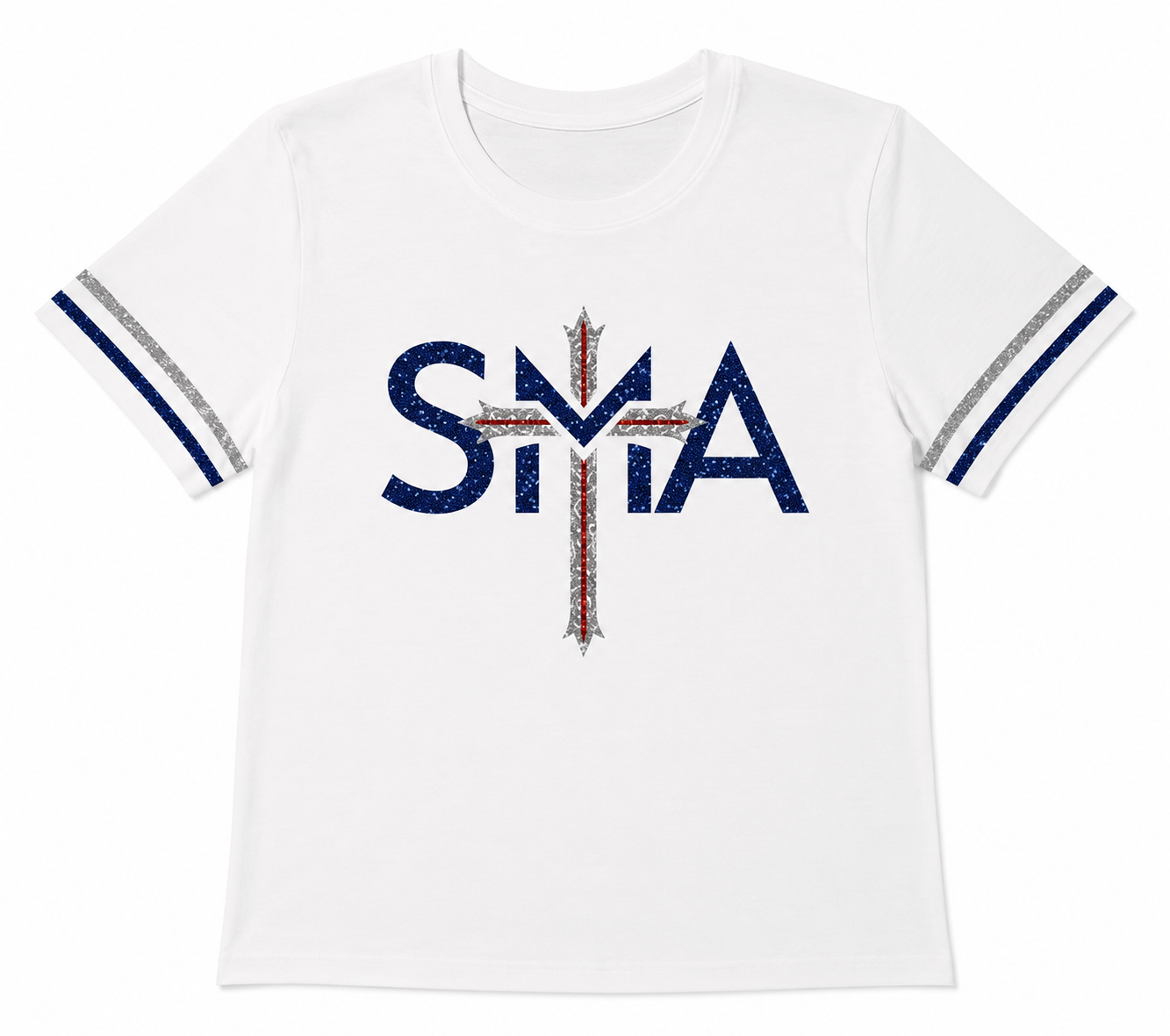 SMA ladies sequin crew neck or V neck