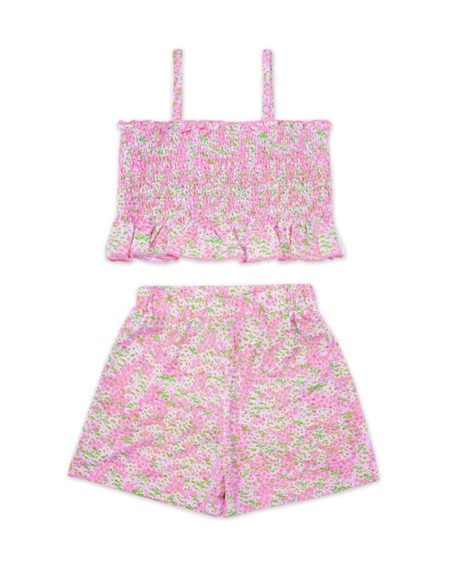 Pink Short Set / Smocking Top
