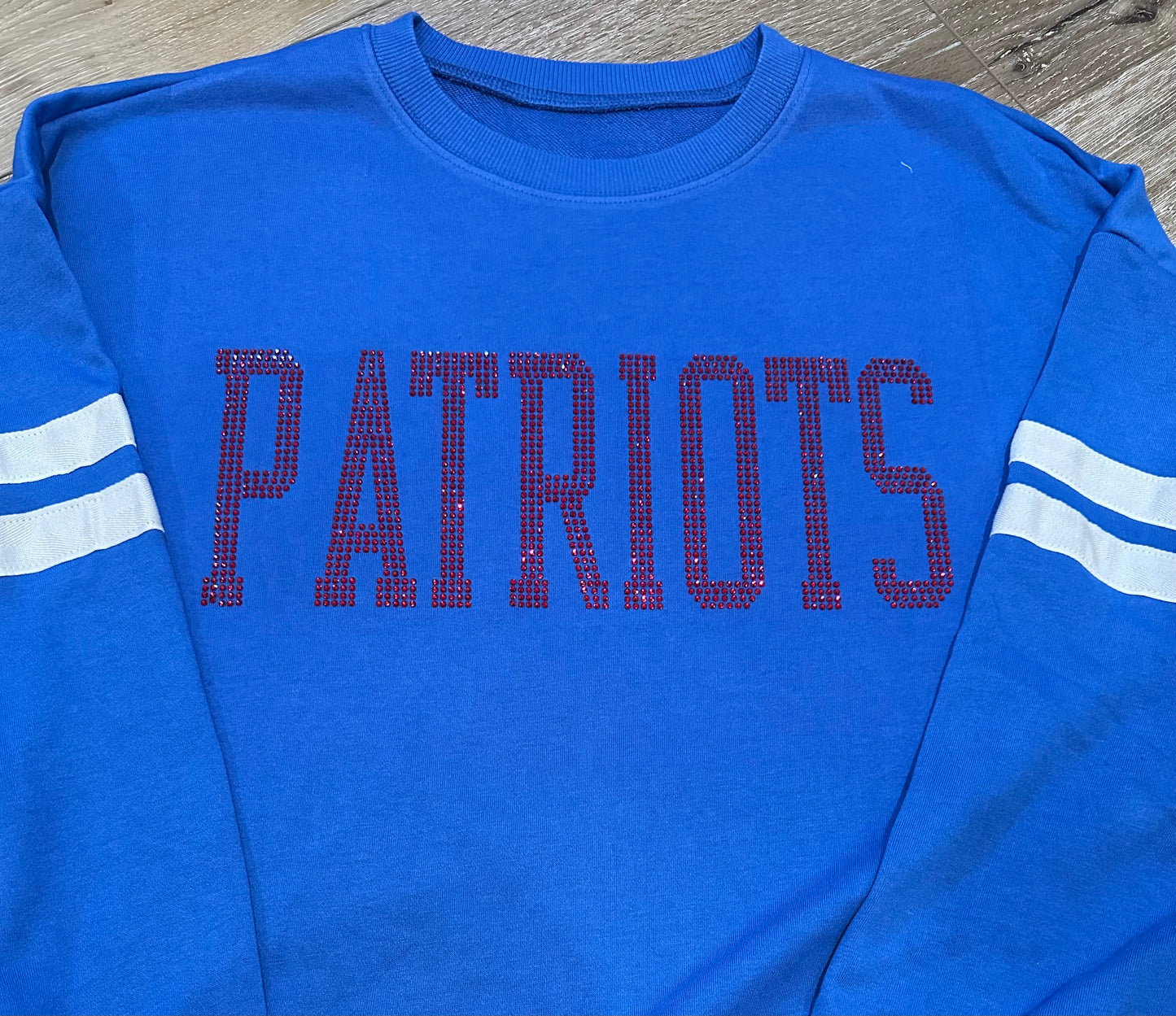 Patriots rhinestone varsity sweater pre-order