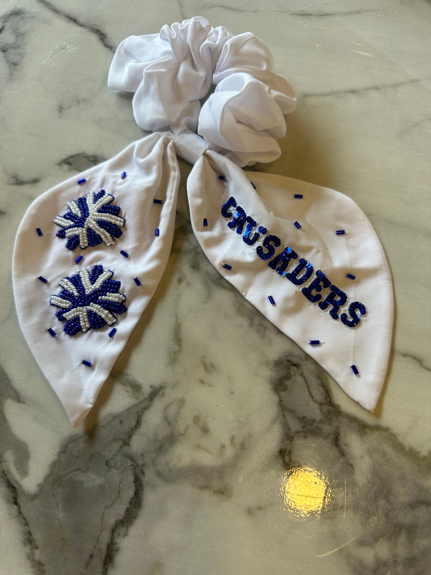 Crusaders Pom scrunchie