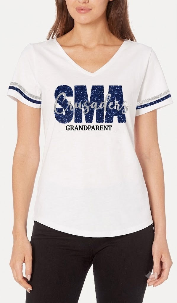 PRE-ORDER SMA grandparent sequin shirt v-neck or crew neck