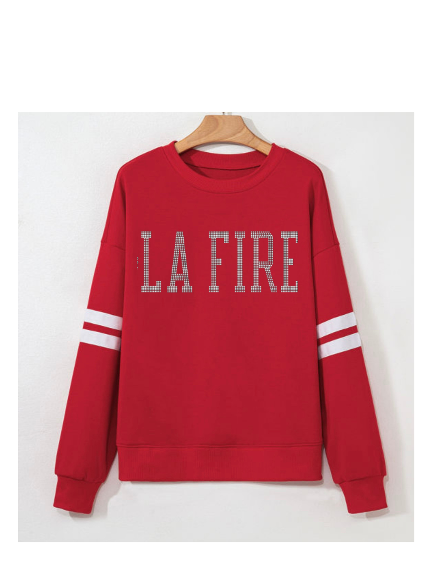 LA FIRE rhinestone sweatshirt pre-order
