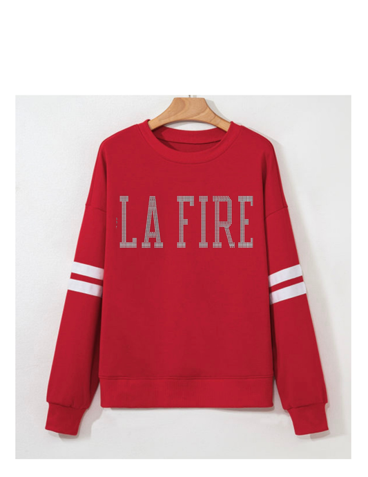 LA FIRE rhinestone sweatshirt pre-order