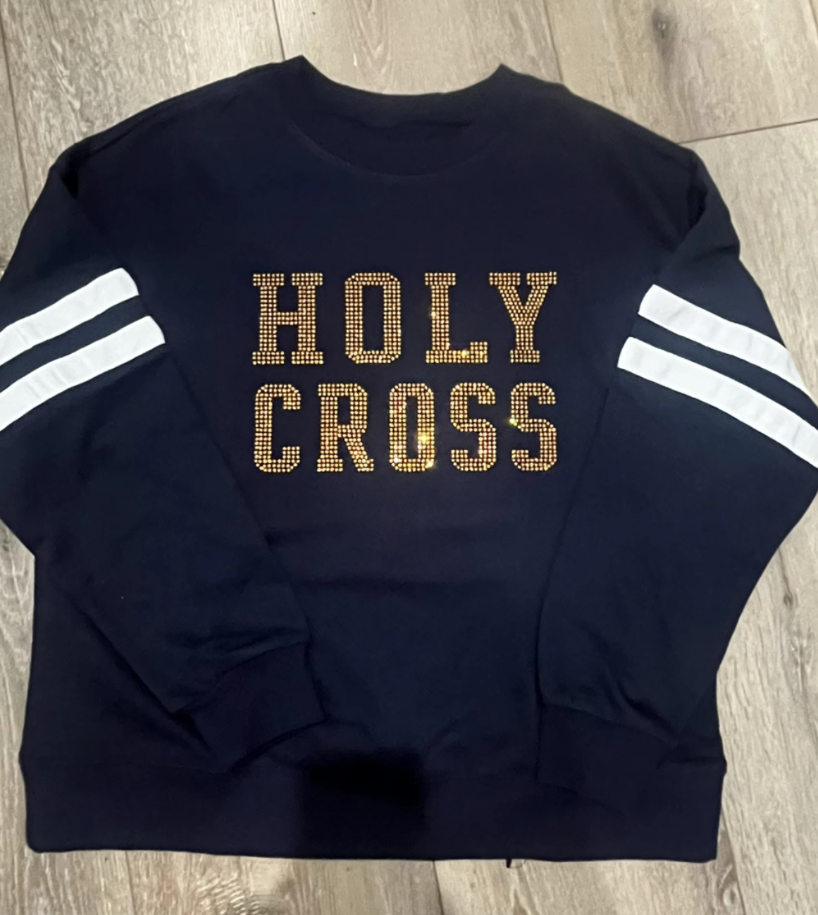 Holy Cross rhinestone varsity sweater IN STOCK - ready to ship