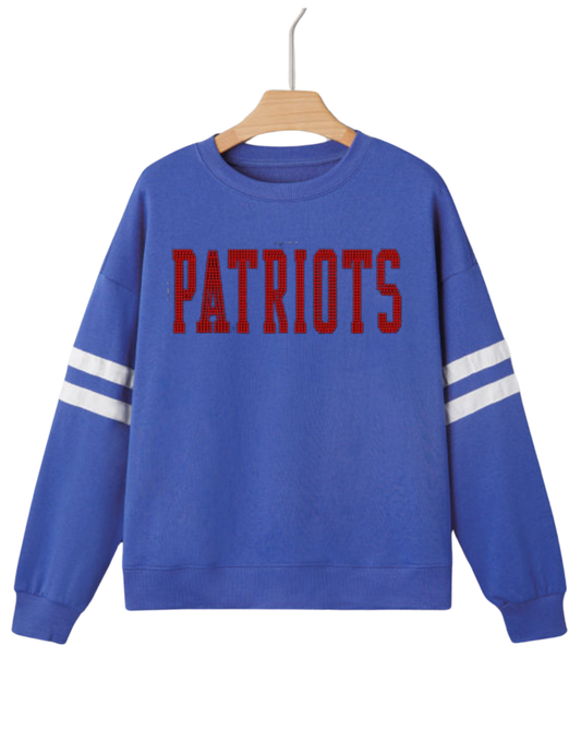 Patriots rhinestone varsity sweater pre-order