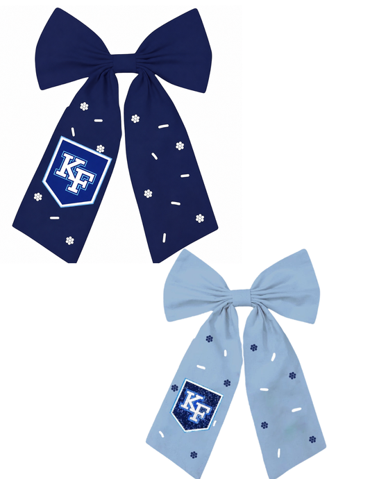 Light Blue or Navy beaded shield bow