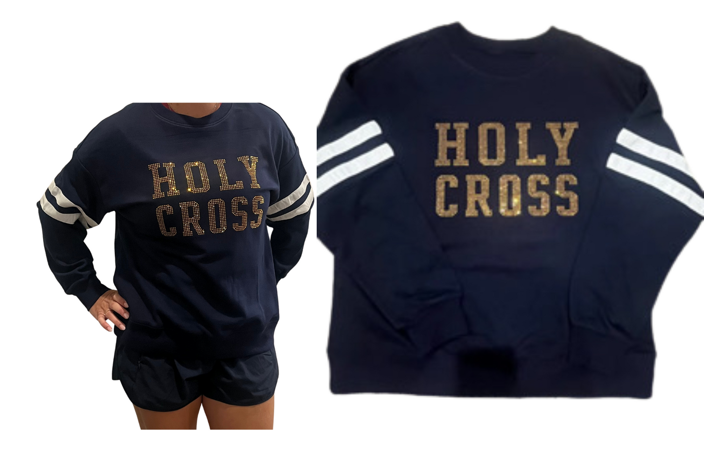 Holy Cross rhinestone varsity sweater IN STOCK - ready to ship