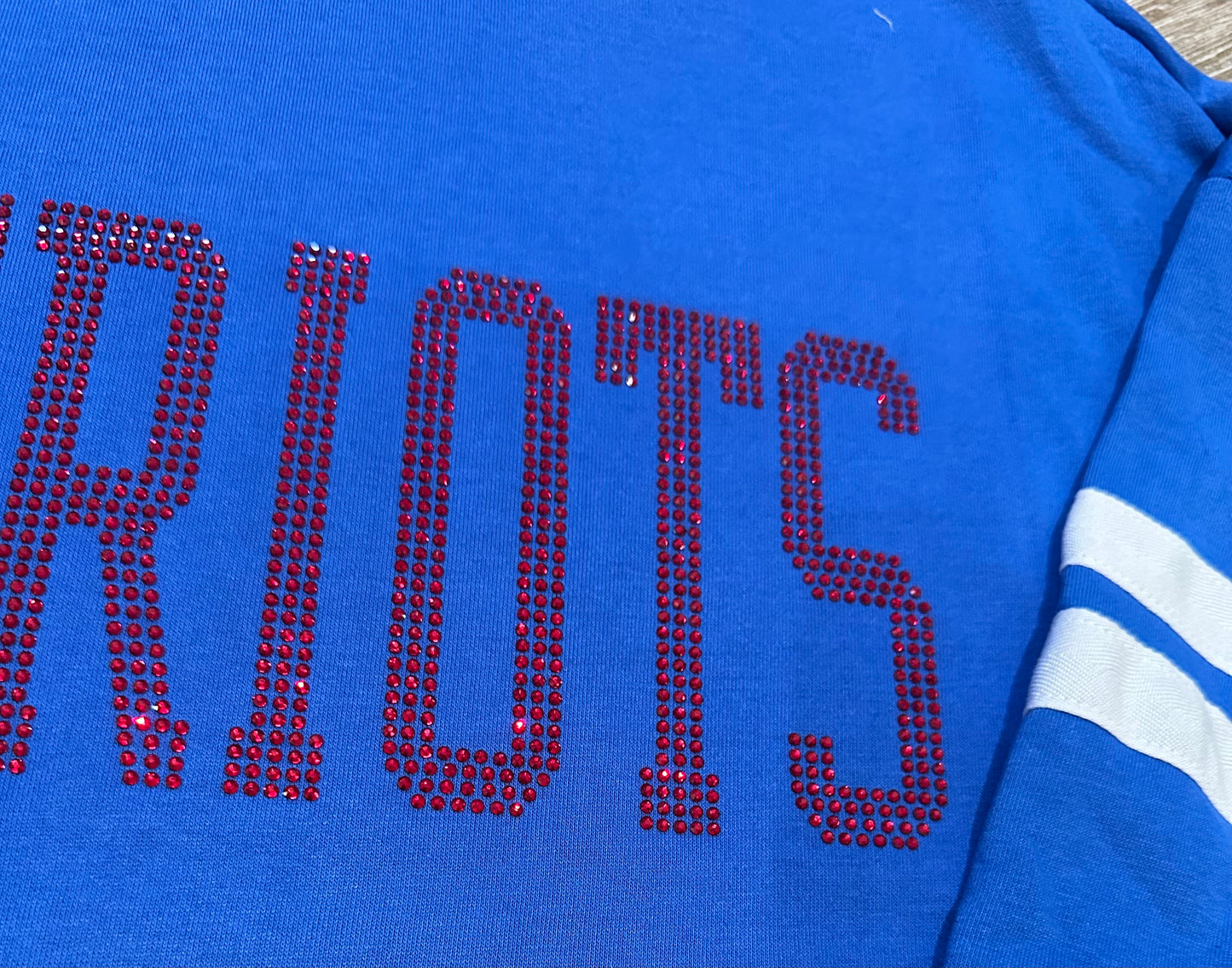 Patriots rhinestone varsity sweater pre-order