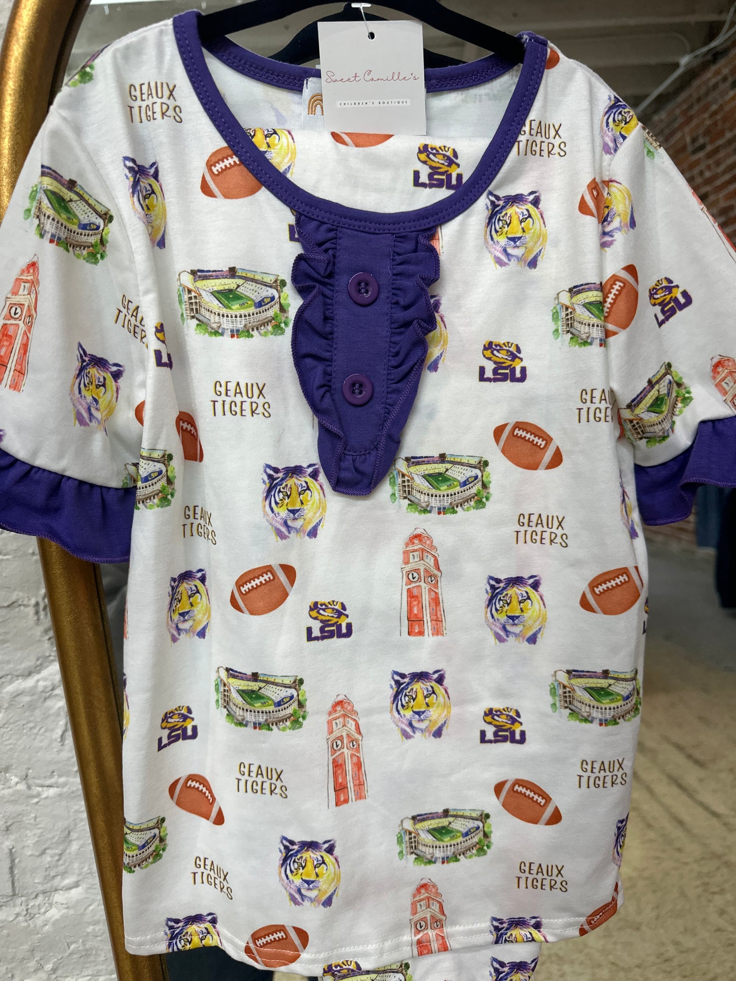 LSU PJs two piece w ruffles (girls)