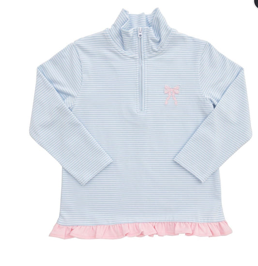1/4 zip ruffle bow