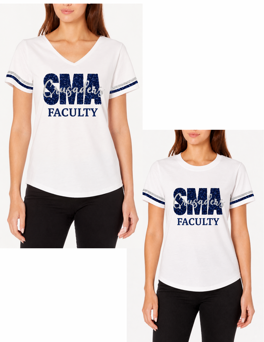SMA faculty v-neck or crew neck sequin shirt PRE-ORDER eta Oct