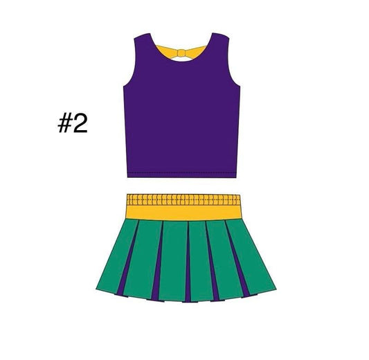 Mardi Gras pleated skort set style 2 (pre-order)