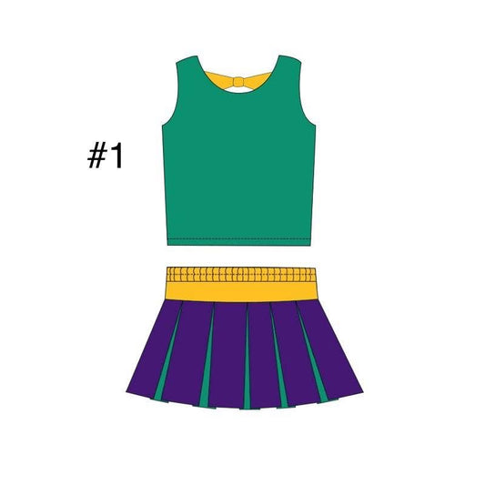 Mardi Gras pleated skort set style 1 (pre-order)