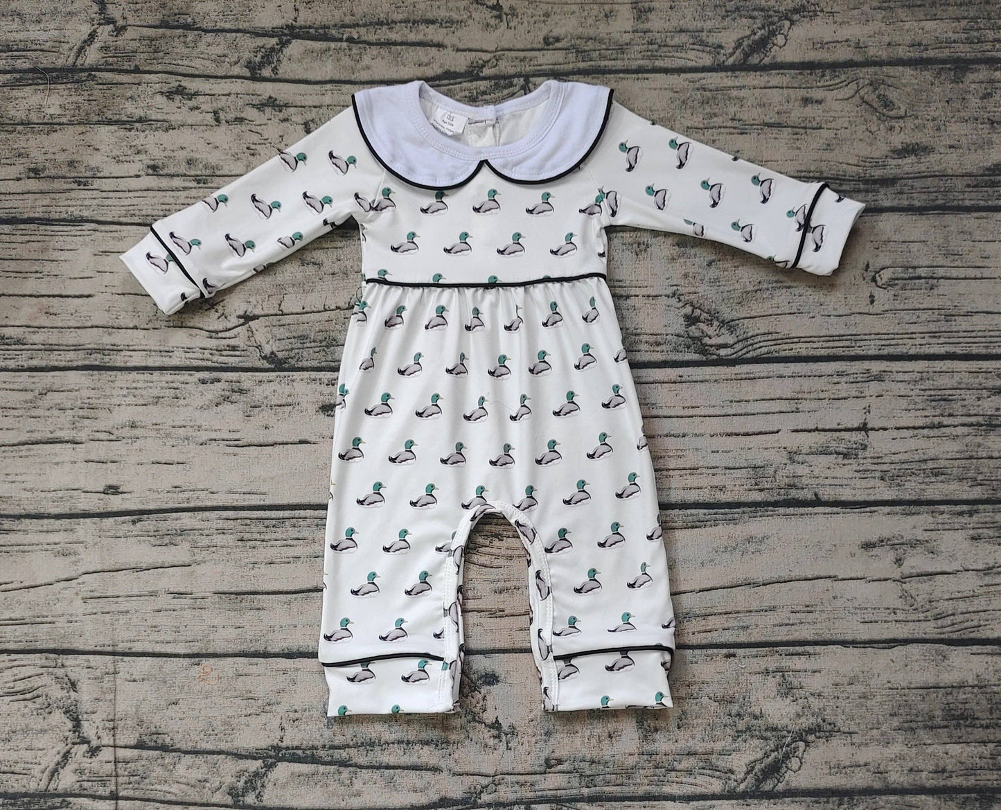 Baby Infant Boys Long Sleeve Ducks Collar Rompers