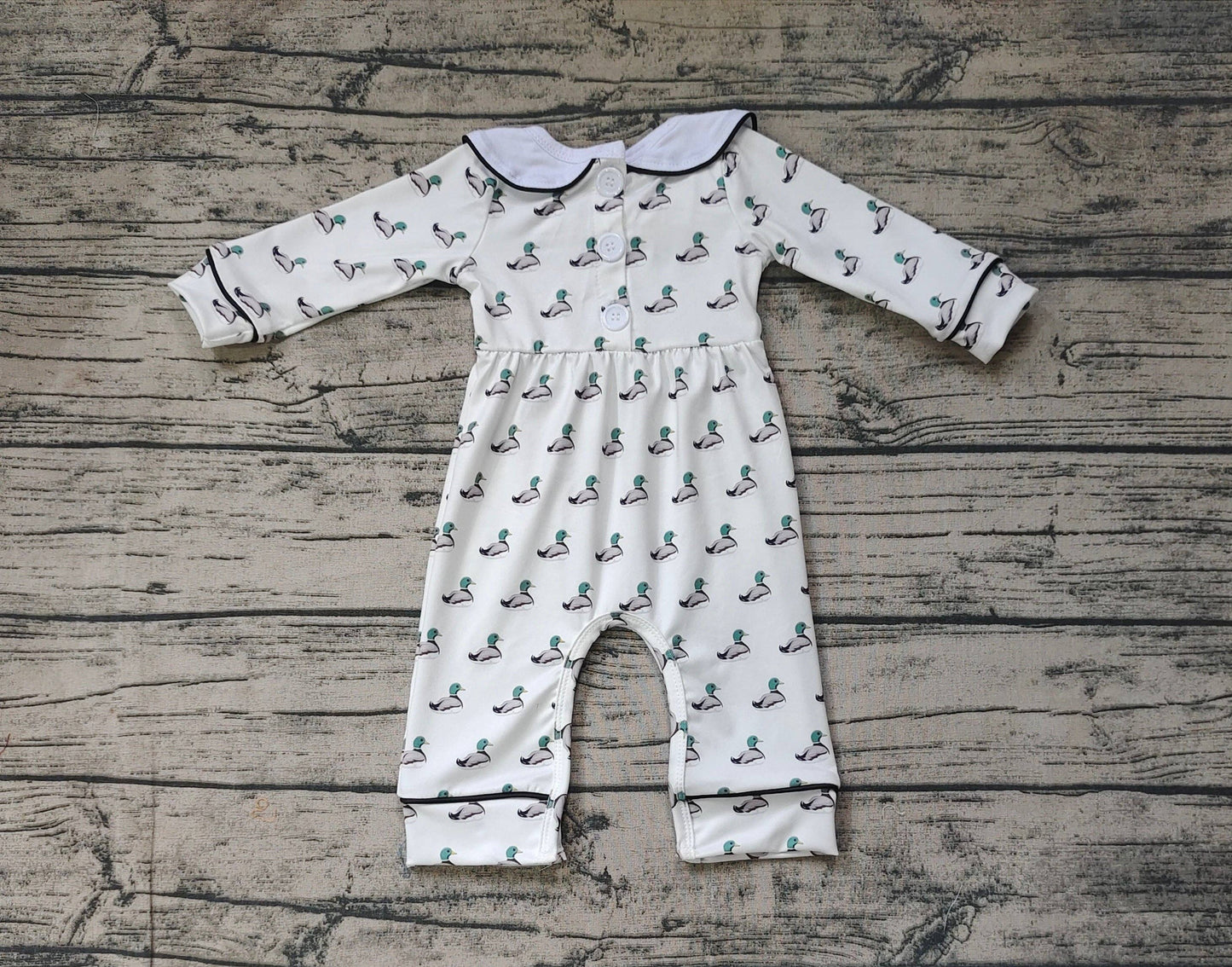 Baby Infant Boys Long Sleeve Ducks Collar Rompers