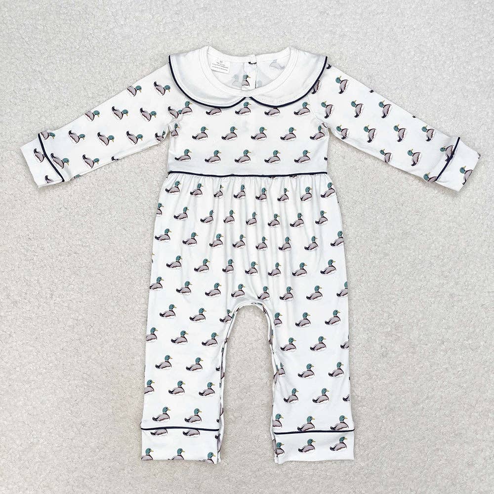 Baby Infant Boys Long Sleeve Ducks Collar Rompers